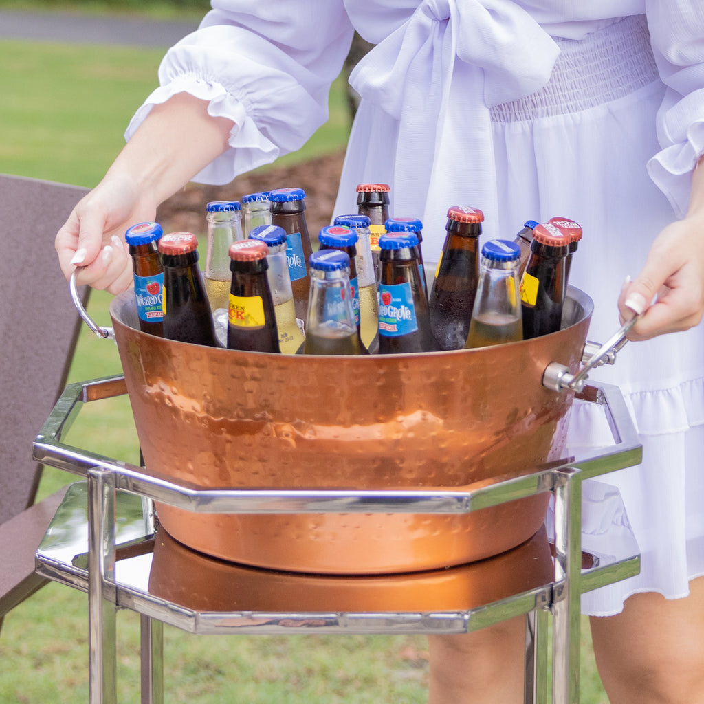 Wine bucket that is 100% leak proof & insulated.  Great for indoors or outdoors.  Includes a lovely rose copper color on the exterior.