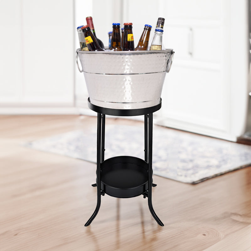 Old Tavern Beverage Bucket with Stand in Stainless Steel 27-inch | BREKX