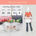 Dog Toy Bin Indestructible - Metallic "Dog Toys" Bone - Stainless Steel Medium | BREKX