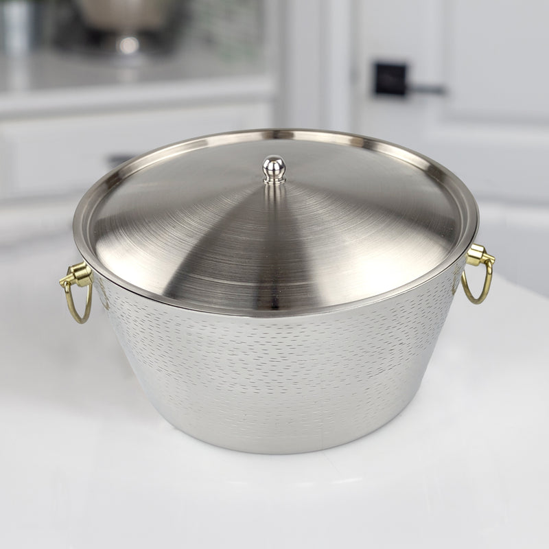 Anchored Ice Bucket with Lid Tub Insulated with Gold Accents | BREKX