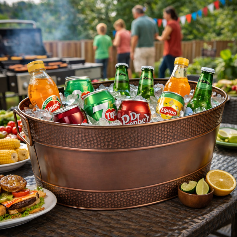 BREKX Aspen Antique Copper Beverage Tub – 6 Gallon Metal Drink