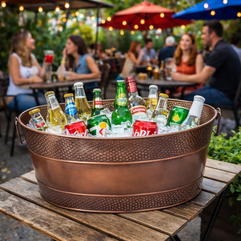 BREKX Aspen Antique Copper Beverage Tub – 6 Gallon Metal Drink