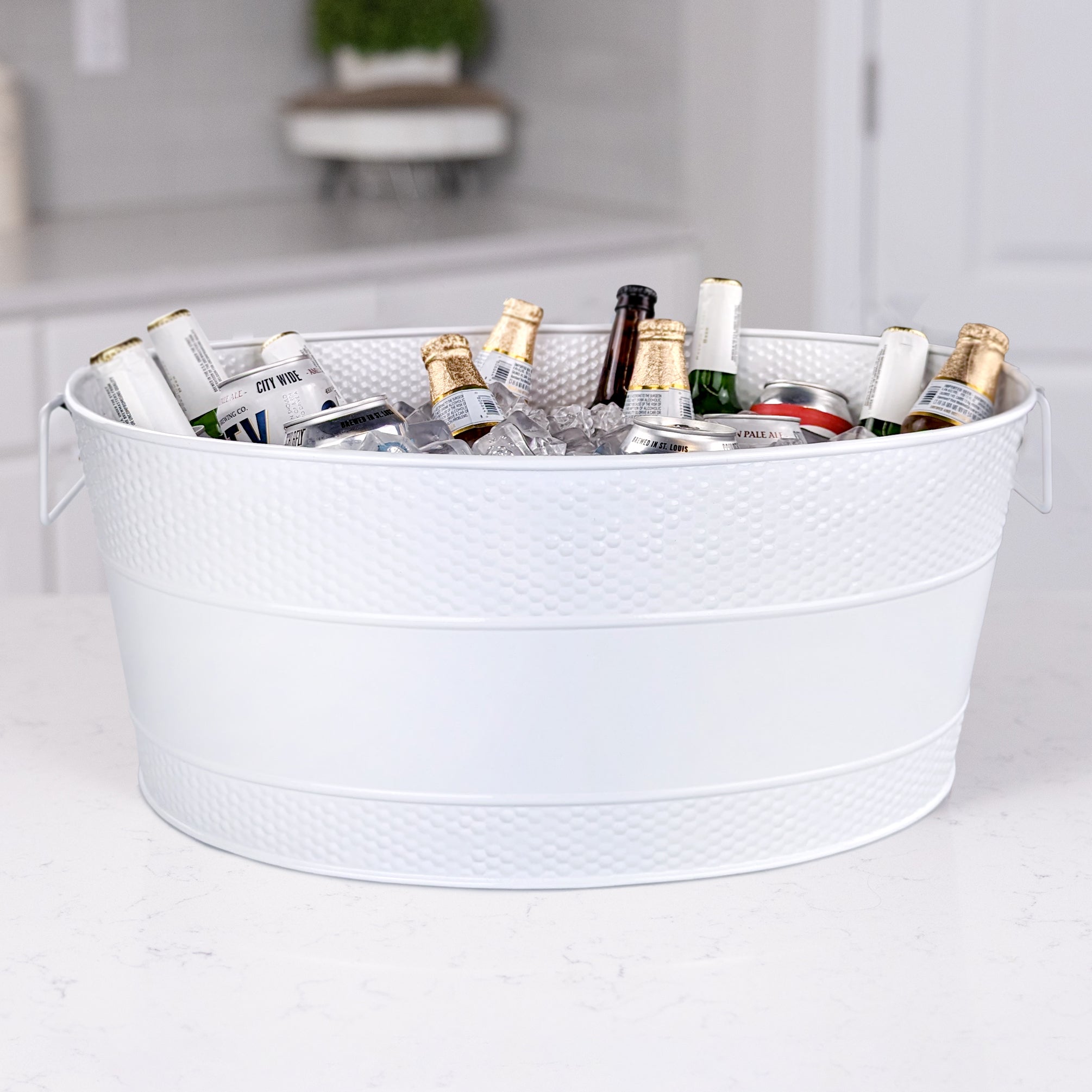 Wine/Beer White Metal Tub Cooler for Drinks 25QT (30Bottle) BREKX BREKX Home + Party