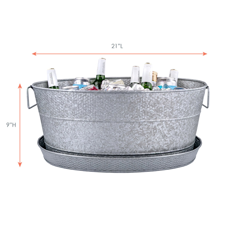 Aspen Metal Beverage Tub with Tray Galvanized Metal | BREKX