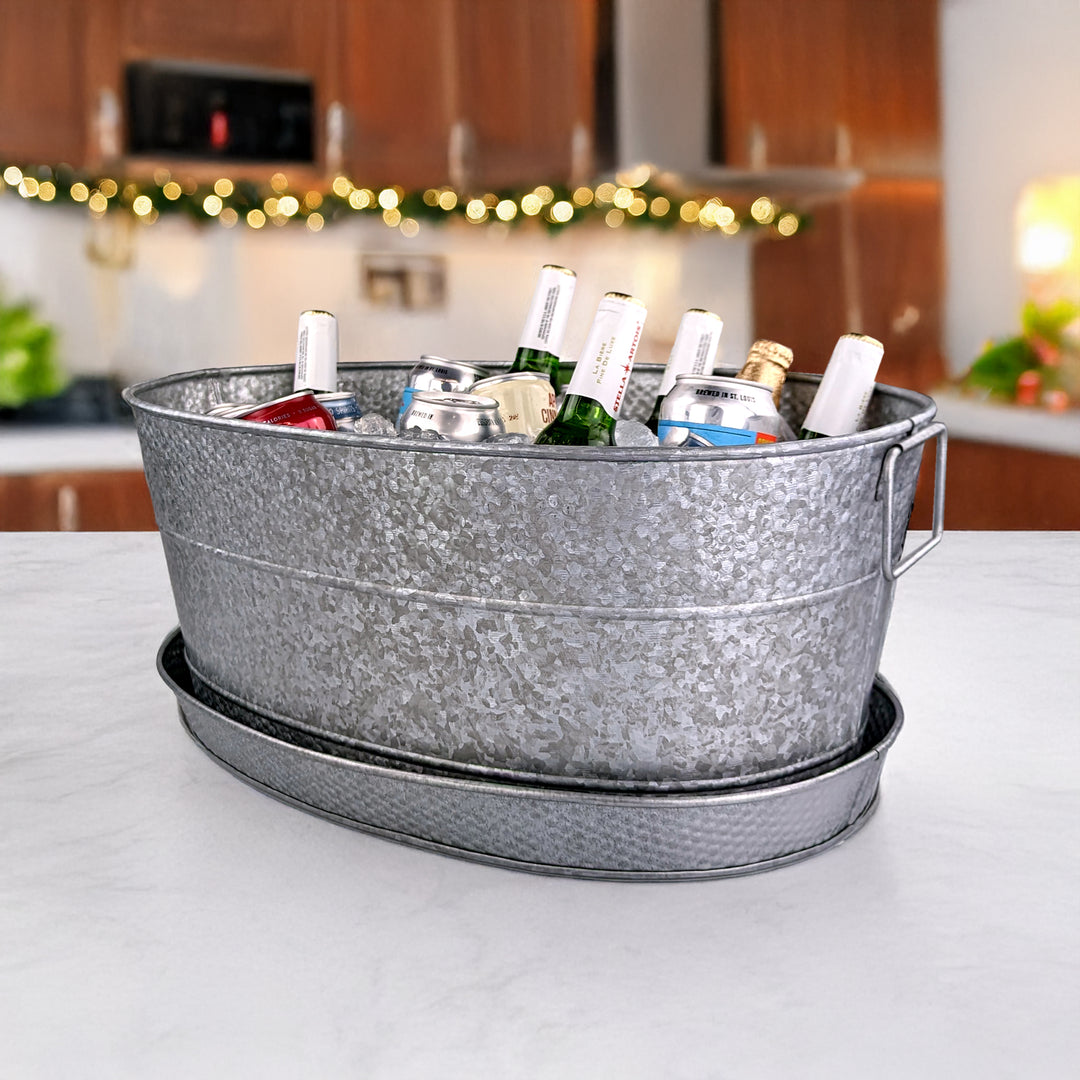 Kingston Tray Hammered Metal Galvanized Silver | BREKX – BREKX