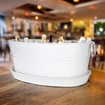 Aspen Metal Beverage Tub with Tray Hammered in White | BREKX