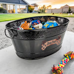 Dog Toy Bin Indestructible - Metallic "Dog Toys" Bone - Black Medium | BREKX