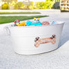 Dog Toy Bin Indestructible - Metallic "Dog Toys" Bone - White Medium | BREKX