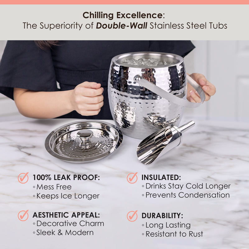 Iceberg Ice Bucket with Lid & Scoop Insulated Stainless Steel | BREKX