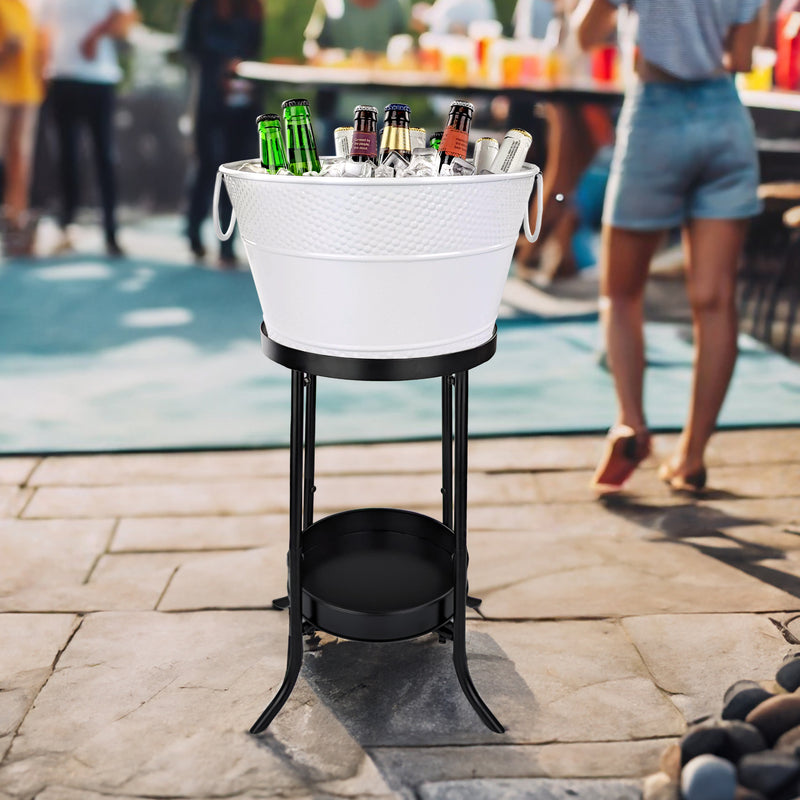 Old Tavern Beverage Bucket with Stand White 27-inch | BREKX