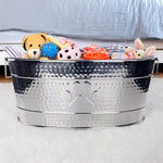 Dog Toy Bin Indestructible - Embossed Paw Print - Stainless Steel Large | BREKX
