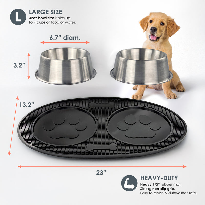 The Mealtime Upgrade Set - Premium Dog Bowls with No Slip Mat + Air Tight Treat Canister | BREKX