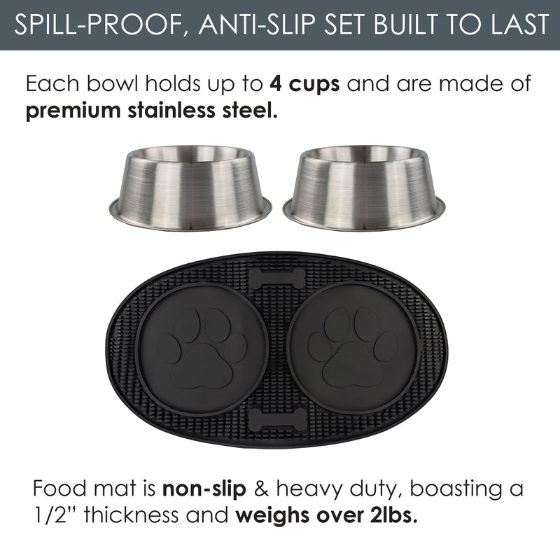 The Mealtime Upgrade Set - Premium Dog Bowls with No Slip Mat + Air Tight Treat Canister | BREKX