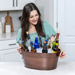 Leak resistant ice bin with sealed inner beverage tub floor to prevent leaking and keep drinks chilled all night long.