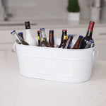 White ice bucket for drinks and ice.  Oval cooler for drinks at a party to use in the kitchen or outside on the patio.  Celebrate with friends and all their favorite wine or beer when celebrating a wedding anniversary or birthday.