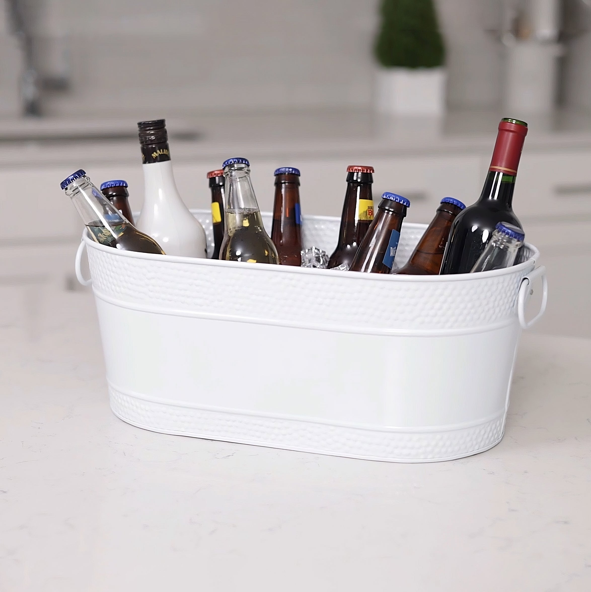 Christmas Sentiment Oval Buckets, Plastic Basket with Handles