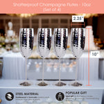 Shatterproof Champagne Flutes Set of 4 Hammered Stainless Steel | BREKX
