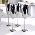 Shatterproof Champagne Flutes Set of 4 Hammered Stainless Steel | BREKX