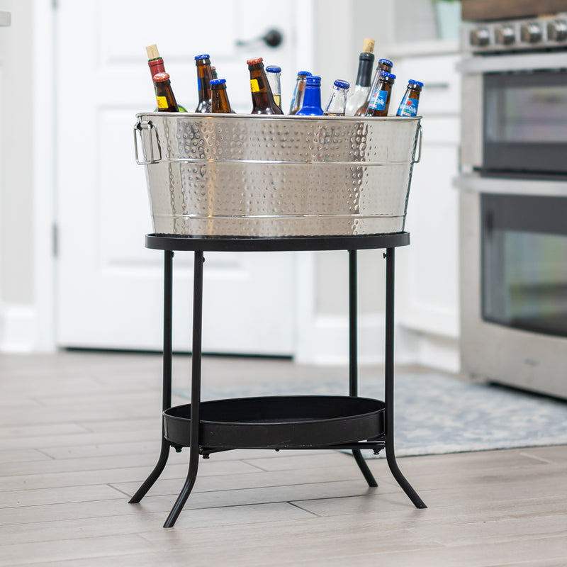 Aspen Beverage Tub with Stand in Stainless Steel 28-inch | BREKX