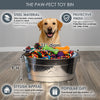 Play & Dine Gift Set - Premium Dog Bowls with No Slip Mat + Set of 3 Dog Toys & Large Steel Dog Toy Bin | BREKX