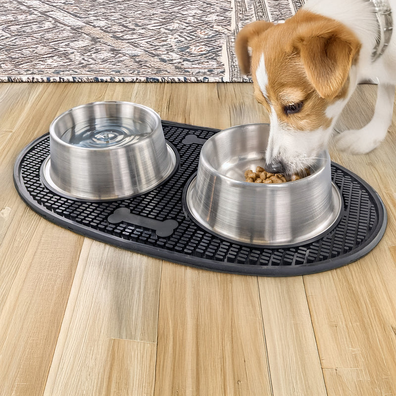 The Mealtime Upgrade Set - Premium Dog Bowls with No Slip Mat + Air Tight Treat Canister | BREKX