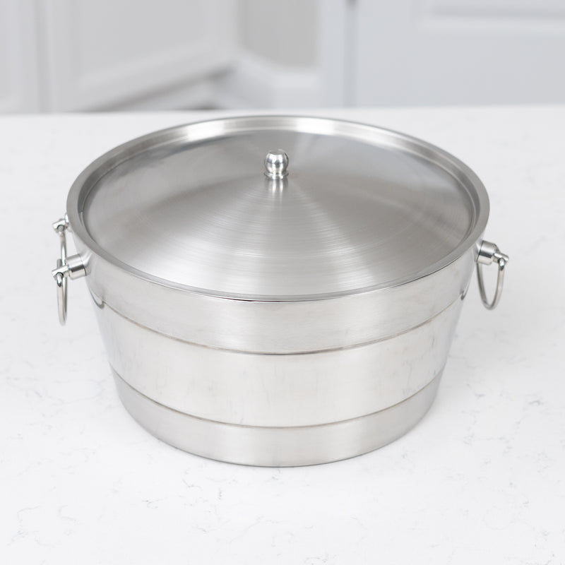 Anchored Ice Bucket with Lid Ribbed Stainless Steel | BREKX