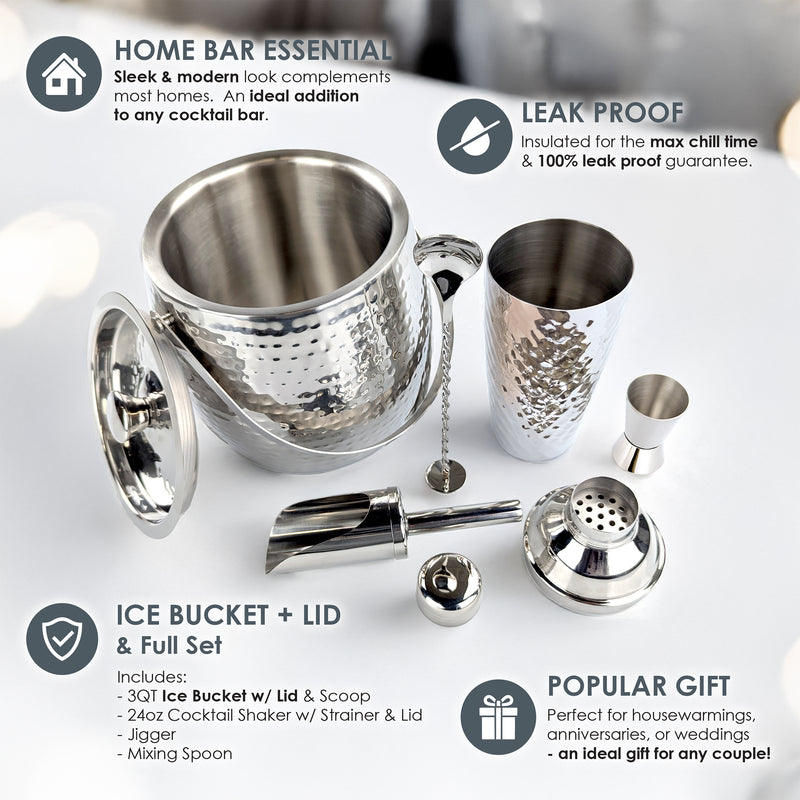 Iceberg Ice Bucket & Bar Kit for Cocktail Bar Stainless Steel  | BREKX