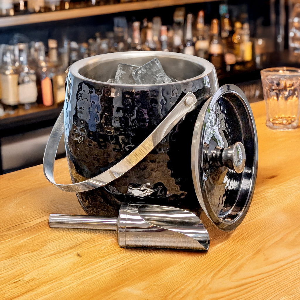 Iceberg Ice Bucket with Lid & Scoop Insulated Brushed Gunmetal Black | BREKX