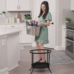 Beverage tubs for parties with a convenient stand included to free up table space.  Lower tray on the stand to hold other bottles of wine or bar accessories.