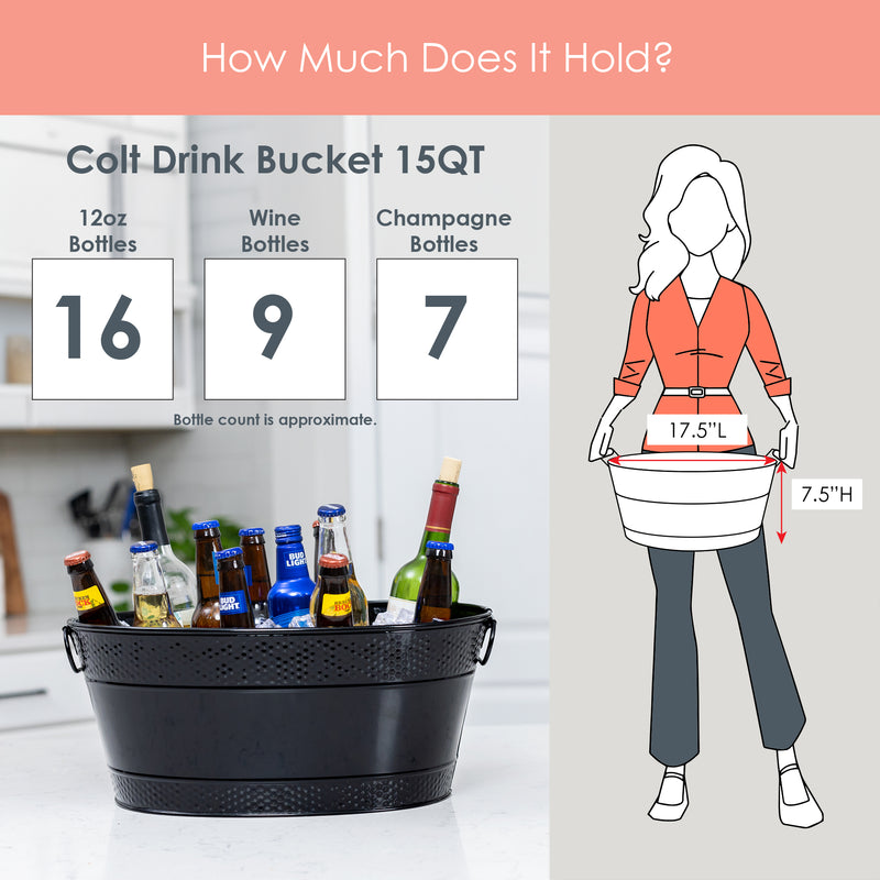 Colt Drink Bucket Hammered Black with Party Mat | BREKX