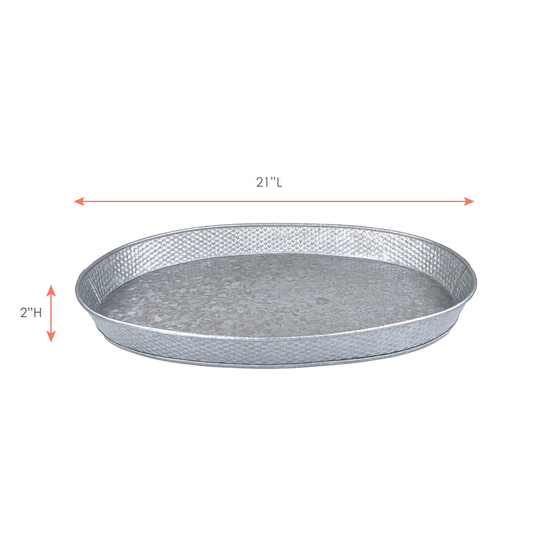 large oval metal tray for home or kitchen for decoration or serving food or drinks for a party or to hold drinks or cocktail tools on the bar