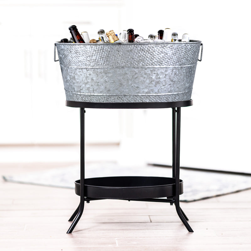 Aspen Beverage Tub with Stand Galvanized 28-inch | BREKX