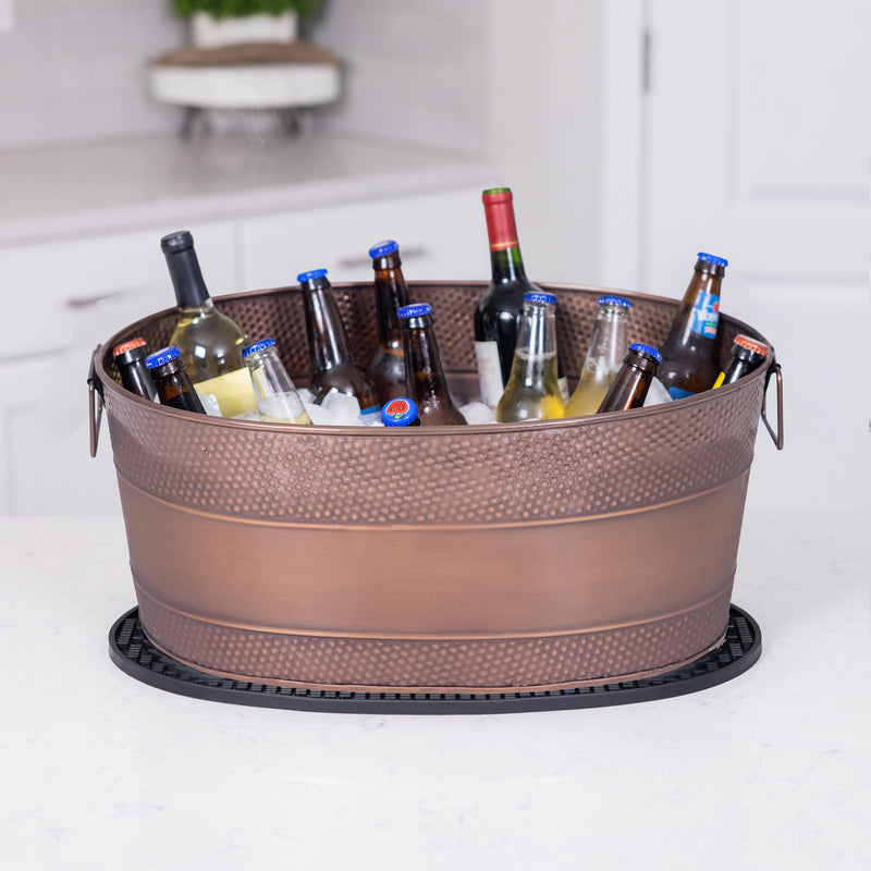 Aspen Metal Beverage Tub with Party Mat Antique Copper | BREKX