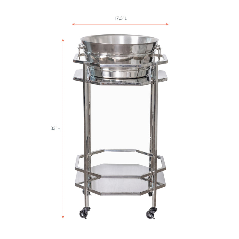 Drink Bucket with Rolling Bar Cart for Kitchen and Dining or Holiday Party.  Insulated drink tub includes 3 gallon capacity to hold a lot of drinks, wine, beer plus ice!  The wheels allow this must have product to be  portable, perfect for indoors or outdoors. - by BREKX